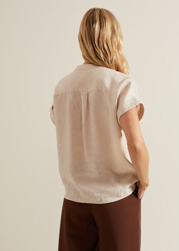 Phase Eight Kelsie Button Through Linen Shirts White USA | 6103482-NA